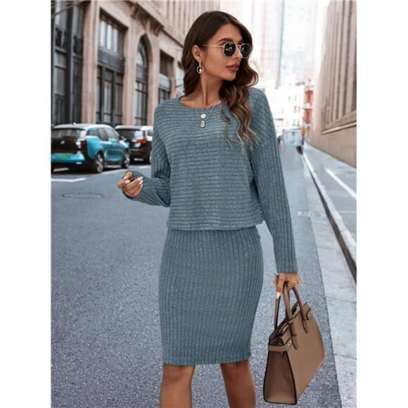 Drop Shoulder Tee & Pencil Skirt - Picture 4 of 7